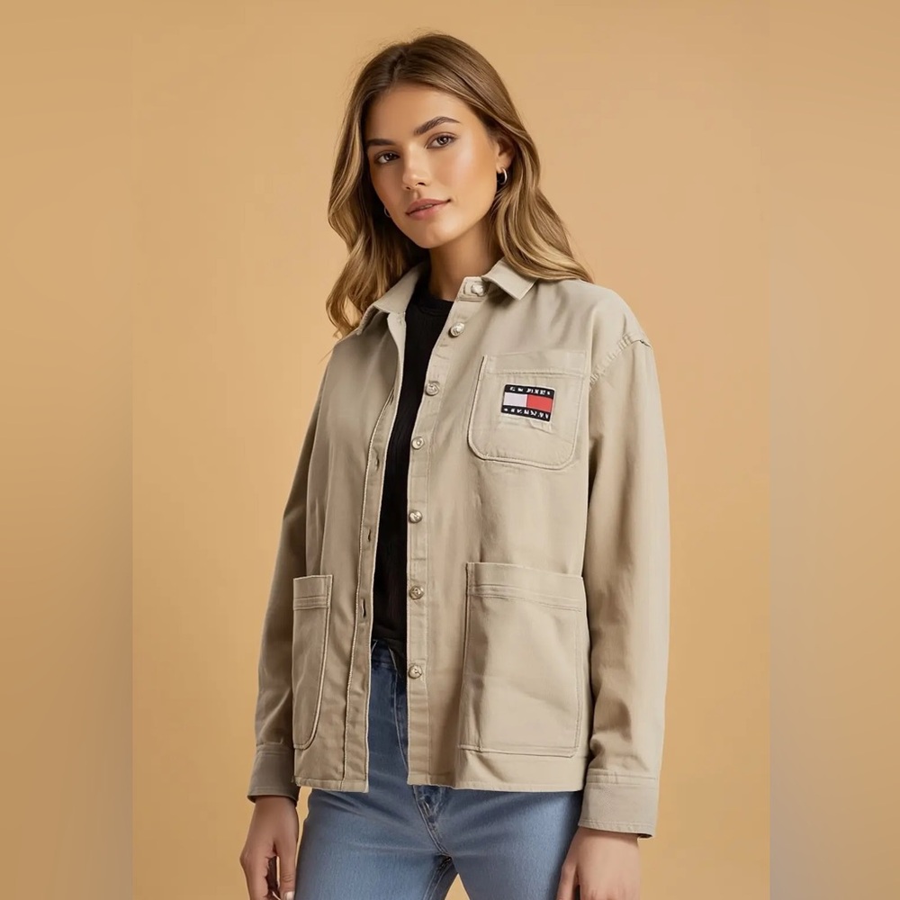 Tommy Hilfiger Oversized Corduroy Shirt Women’s Adaptive Button up XL Beige NWOT